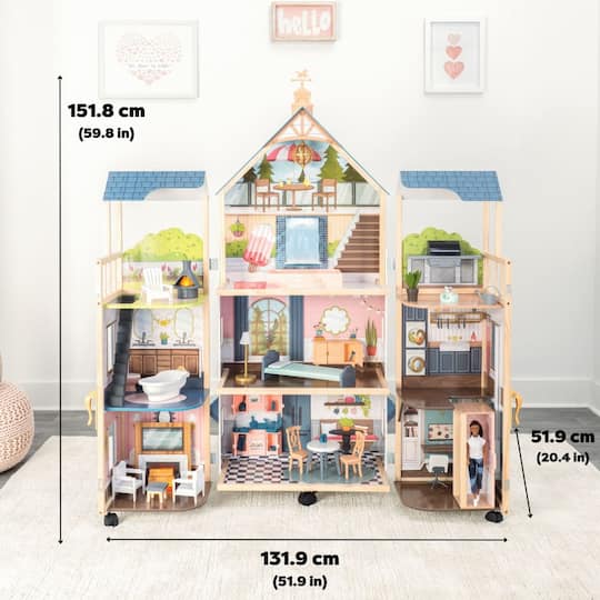 KidKraft Wooden Secret Reveal Mansion Dollhouse with Lights, Sounds & Accessories